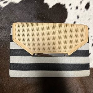 STELLA & DOT STRIPED CANVAS CLUTCH $59